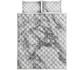 White Gray Marble Print Quilt Bed Set