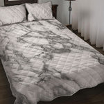 White Gray Marble Print Quilt Bed Set