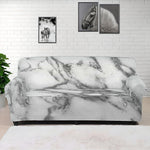 White Gray Marble Print Sofa Cover