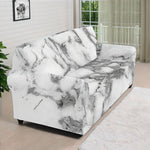 White Gray Marble Print Sofa Cover