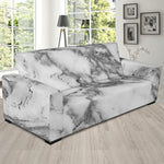 White Gray Marble Print Sofa Slipcover