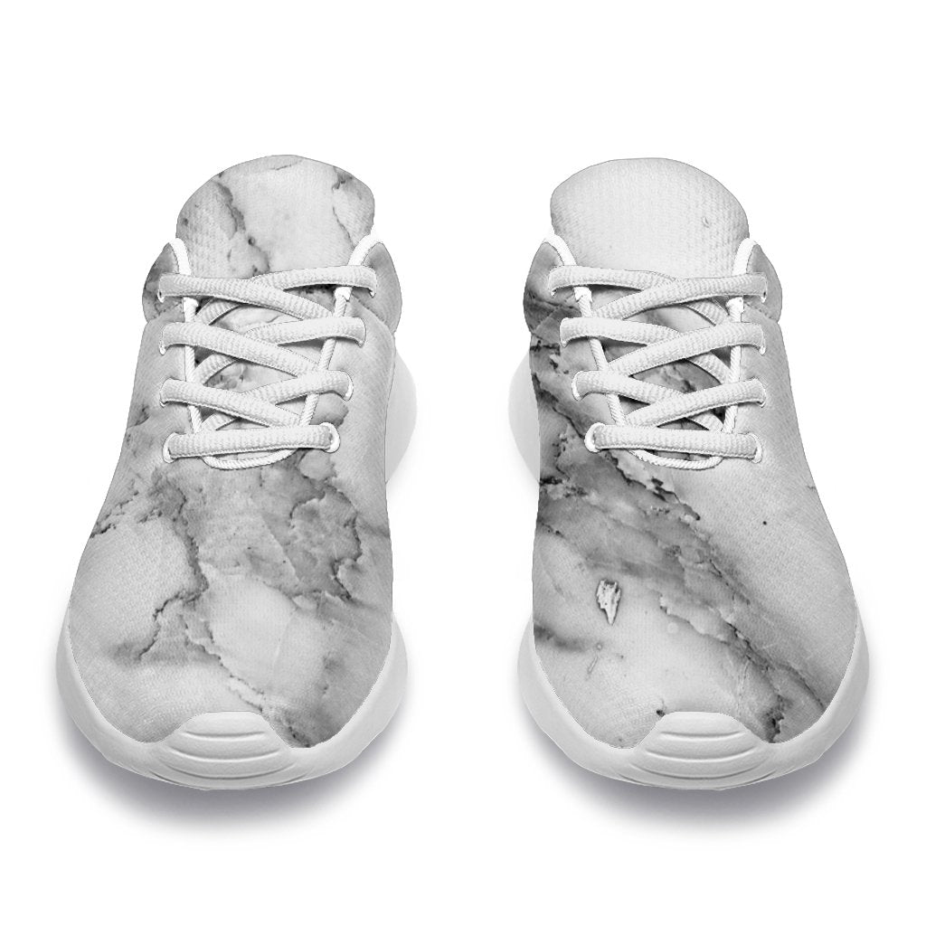 White Gray Marble Print Sport Shoes GearFrost