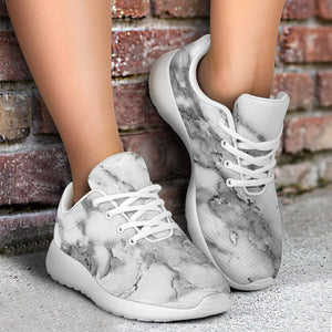 White Gray Marble Print Sport Shoes GearFrost