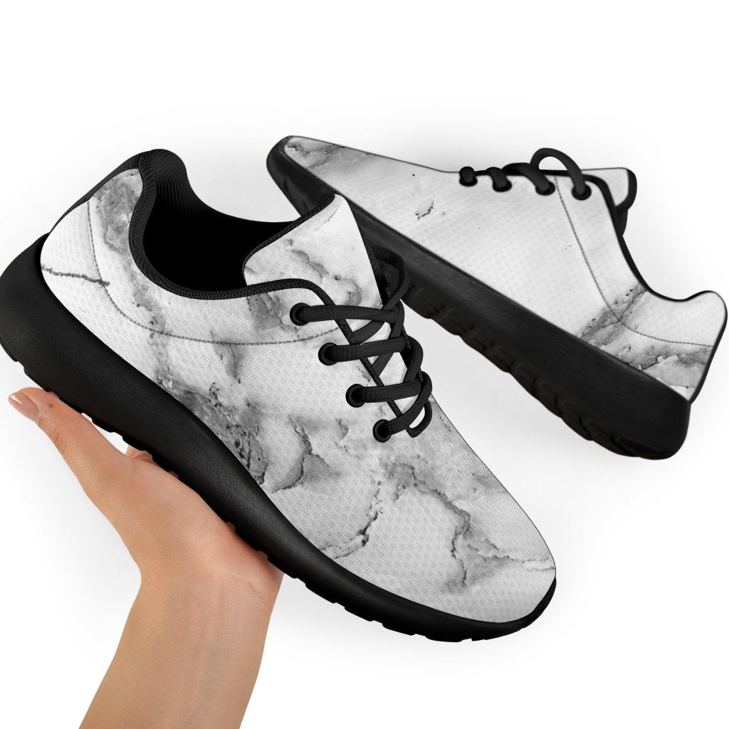 White Gray Marble Print Sport Shoes GearFrost