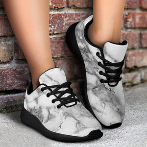 White Gray Marble Print Sport Shoes GearFrost