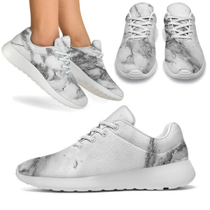 White Gray Marble Print Sport Shoes GearFrost