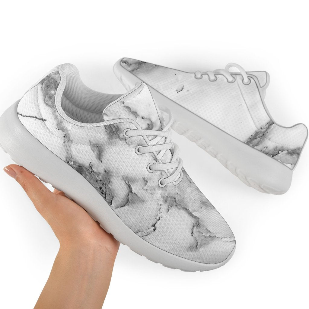 White Gray Marble Print Sport Shoes GearFrost