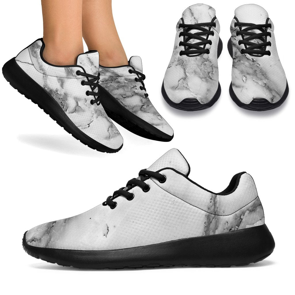 White Gray Marble Print Sport Shoes GearFrost