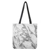 White Gray Marble Print Tote Bag