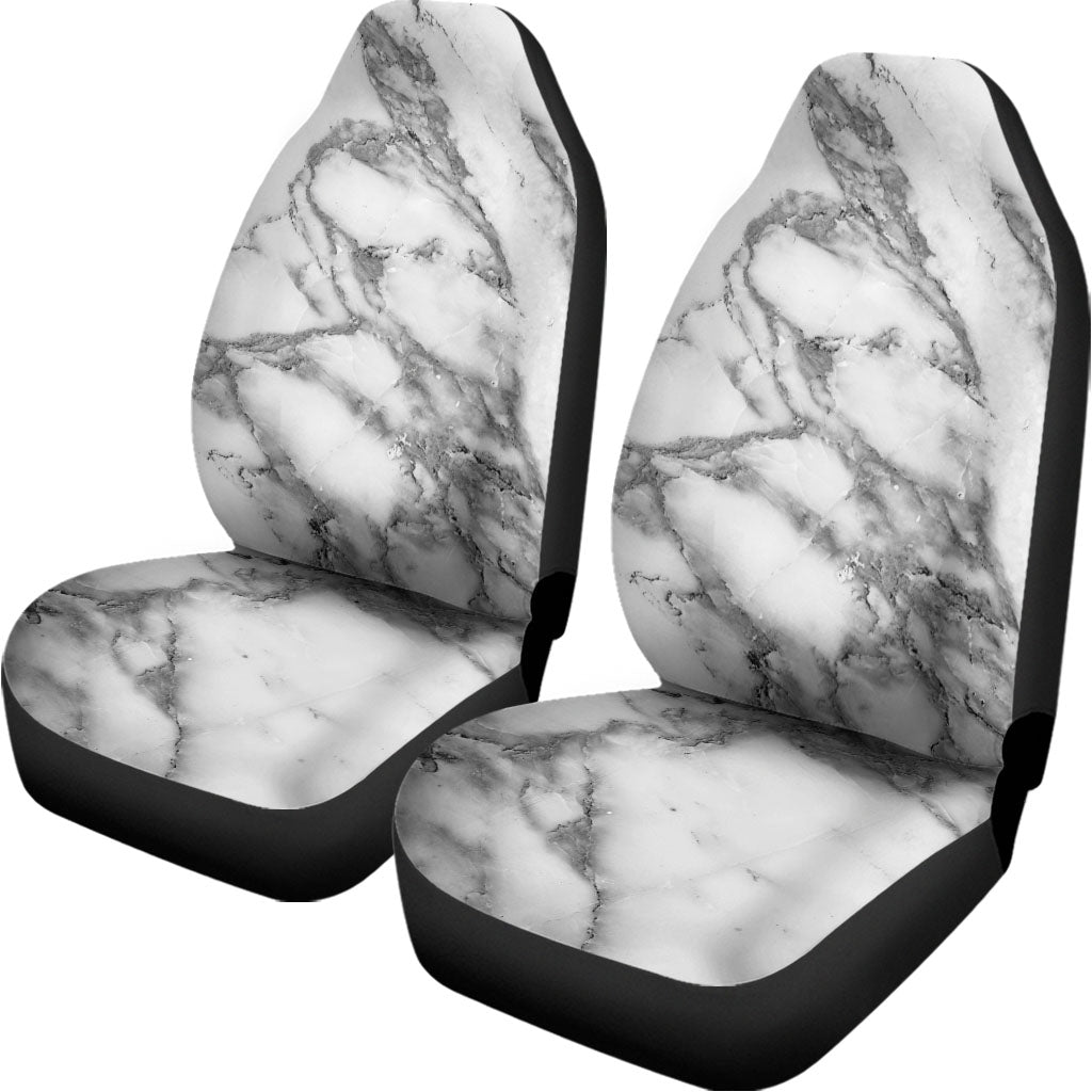 White Gray Marble Print Universal Fit Car Seat Covers