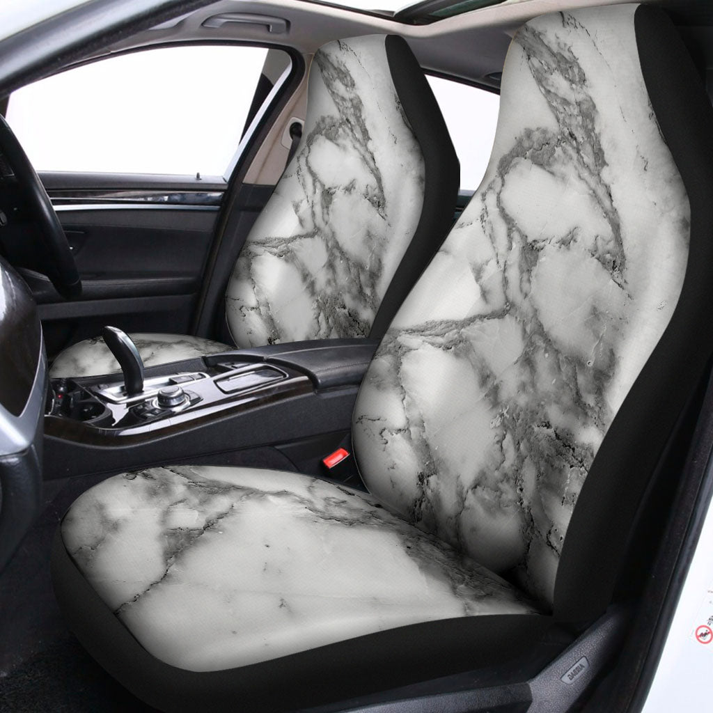 White Gray Marble Print Universal Fit Car Seat Covers