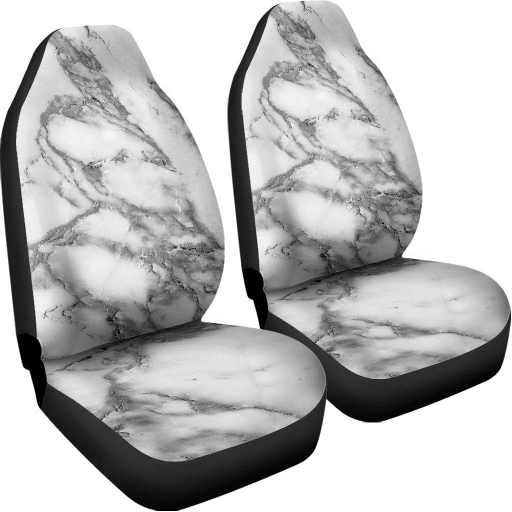 White Gray Marble Print Universal Fit Car Seat Covers