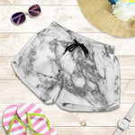 White Gray Marble Print Women's Shorts