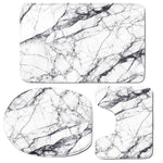 White Gray Scratch Marble Print 3 Piece Bath Mat Set