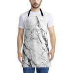 White Gray Scratch Marble Print Apron