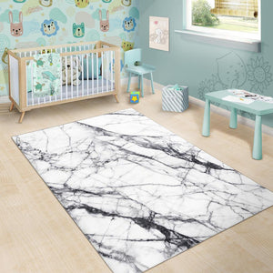 White Gray Scratch Marble Print Area Rug GearFrost