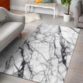 White Gray Scratch Marble Print Floor Mat