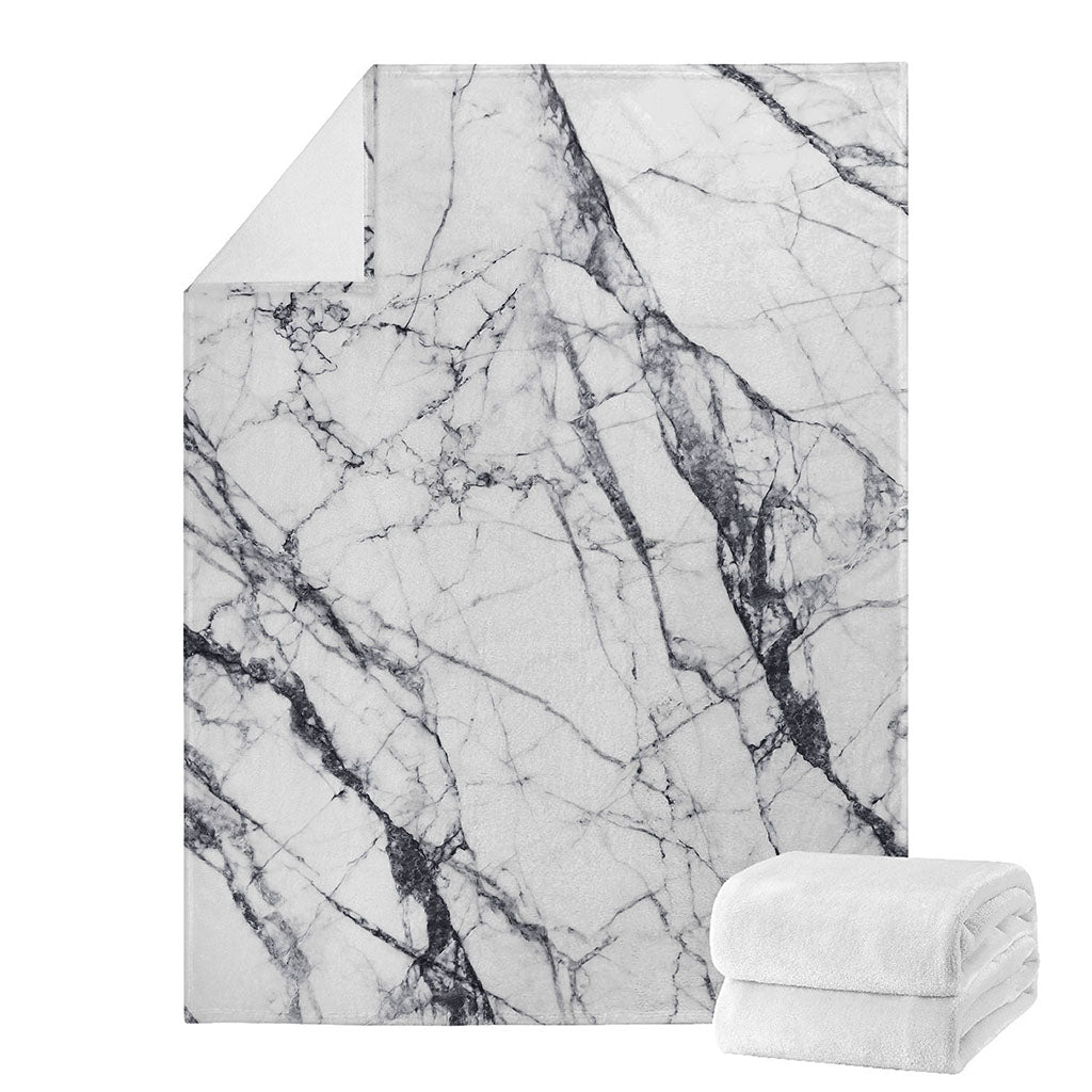White Gray Scratch Marble Print Blanket