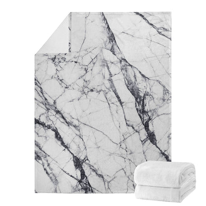 White Gray Scratch Marble Print Blanket
