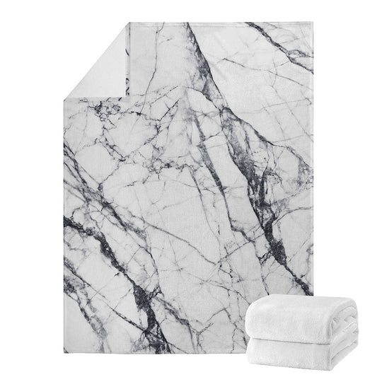 White Gray Scratch Marble Print Blanket