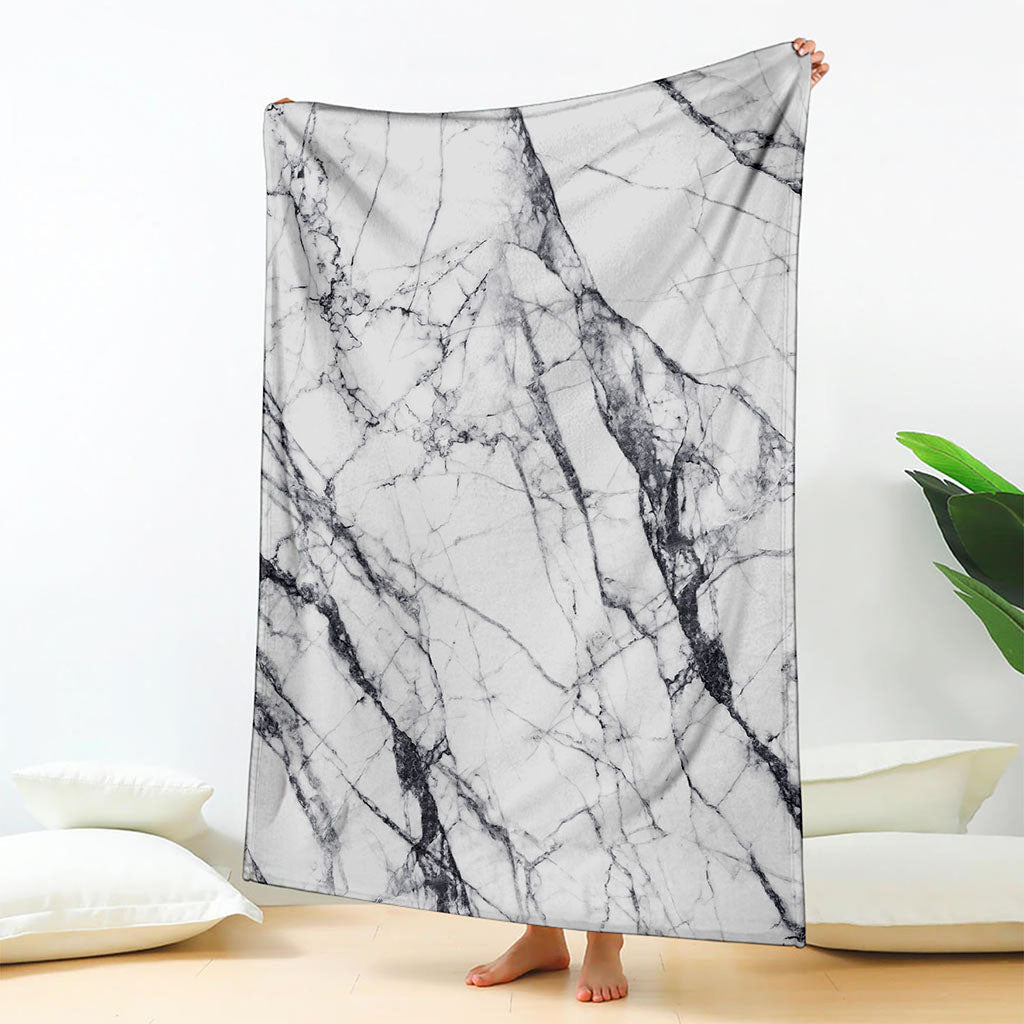 White Gray Scratch Marble Print Blanket