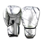 White Gray Scratch Marble Print Boxing Gloves