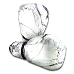White Gray Scratch Marble Print Boxing Gloves