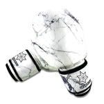White Gray Scratch Marble Print Boxing Gloves
