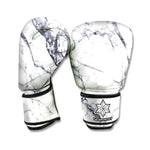 White Gray Scratch Marble Print Boxing Gloves