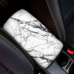 White Gray Scratch Marble Print Car Center Console Cover