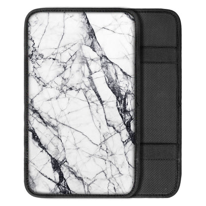 White Gray Scratch Marble Print Car Center Console Cover