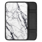 White Gray Scratch Marble Print Car Center Console Cover