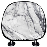 White Gray Scratch Marble Print Car Headrest Covers