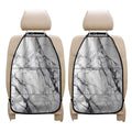 White Gray Scratch Marble Print Car Seat Organizers