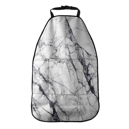 White Gray Scratch Marble Print Car Seat Organizers