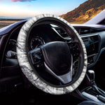 White Gray Scratch Marble Print Car Steering Wheel Cover