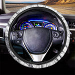 White Gray Scratch Marble Print Car Steering Wheel Cover