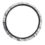 White Gray Scratch Marble Print Car Steering Wheel Cover