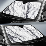 White Gray Scratch Marble Print Car Sun Shade GearFrost
