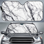 White Gray Scratch Marble Print Car Sun Shade GearFrost