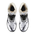White Gray Scratch Marble Print Comfy Boots GearFrost