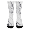 White Gray Scratch Marble Print Crew Socks