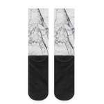 White Gray Scratch Marble Print Crew Socks