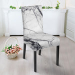 White Gray Scratch Marble Print Dining Chair Slipcover