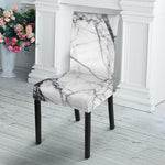 White Gray Scratch Marble Print Dining Chair Slipcover