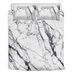 White Gray Scratch Marble Print Duvet Cover Bedding Set