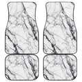 White Gray Scratch Marble Print Front and Back Car Floor Mats