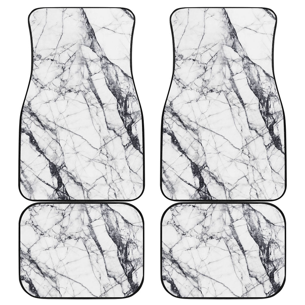 White Gray Scratch Marble Print Front and Back Car Floor Mats