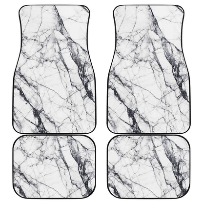 White Gray Scratch Marble Print Front and Back Car Floor Mats