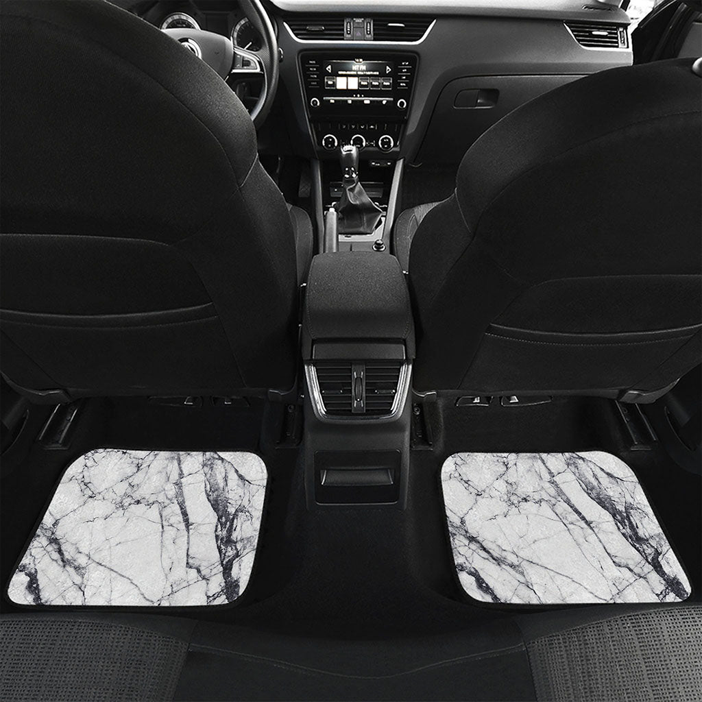 White Gray Scratch Marble Print Front and Back Car Floor Mats